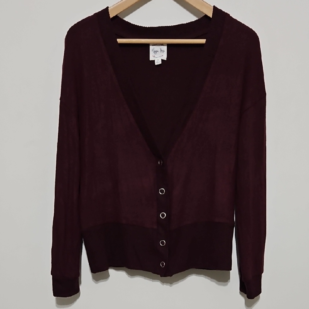 Hippie Rose Deep Burgundy Women's Cardigan